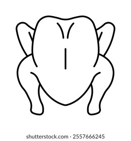 Chicken, line icon. Plucked chicken carcass, meat. Linear illustrations, editable strokes.