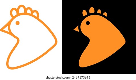 chicken line icon for simple vector logo maker 