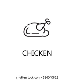 Chicken line icon. Single high quality symbol of fast food for web design or mobile app. Thin line signs of chicken for design logo, visit card, etc. Outline pictogram of chicken. 
