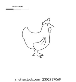 Chicken Line Icon Vector Design.
