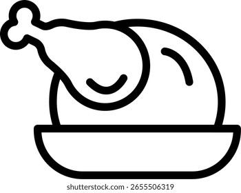 Diseño de Vector de icono de línea de pollo