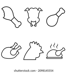 Chicken line icon, vector logo isolated on white background