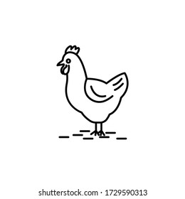 Chicken Line Illustration Icon On White Background