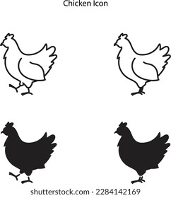 Chicken line and silhouette icon. Monochrome simple Chicken outline icon for templates, web design and infographics