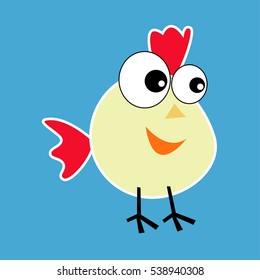 Chicken little rooster on a blue background. Symbol of the New Year on the Chinese calendar.