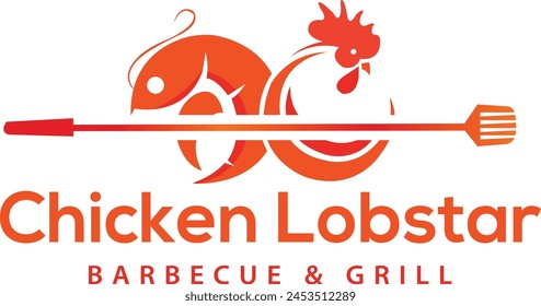 Chicken lobster logo with grill element