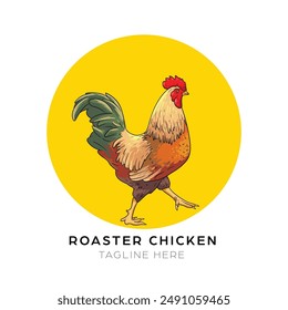chicken logo badge illustration vector