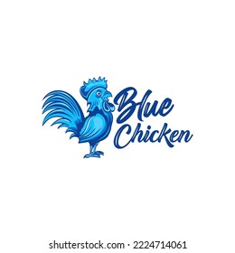 chicken logo. blue chicken logo template. vector illustration of blue chicken isolated on white background