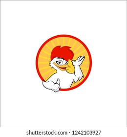 Chicken Logo Cartoon Character. A funny Cartoon Rooster chicken