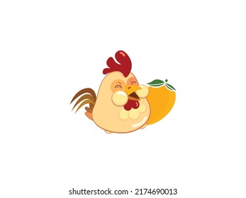 Chicken Logo Cartoon Character. A funny Cartoon Rooster chicken . Vector logo illustration.
