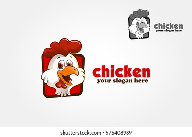 Chicken Logo Cartoon Character. Funny Chicken Vector Logo Illustration.