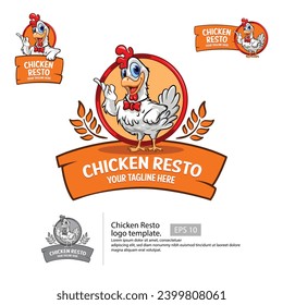 Chicken Logo Cartoon Character or Chicken Mascot design template.