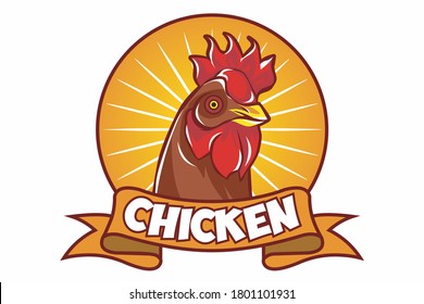 Caricatura del logotipo del pollo, cabeza del gallo vectorial, gallo abstracto