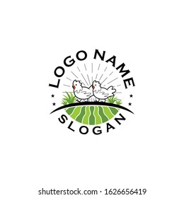 Chicken logo color silhouette vector. Icon for food and drink cafe shop, restaurant, market supplier, farm breeder. Flat modern style vintage look. Apply to web site, brand, pattern, mobile phone apps