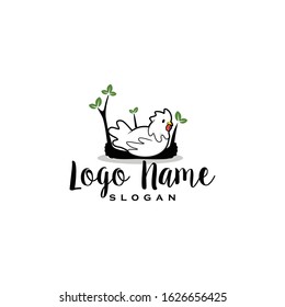 Chicken logo color silhouette vector. Icon for food and drink cafe shop, restaurant, market supplier, farm breeder. Flat modern style vintage look. Apply to web site, brand, pattern, mobile phone apps