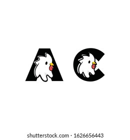 Chicken logo color silhouette vector. Icon for food and drink cafe shop, restaurant, market supplier, farm breeder. Flat modern style vintage look. Apply to web site, brand, pattern, mobile phone apps
