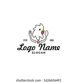 Chicken logo color silhouette vector. Icon for food and drink cafe shop, restaurant, market supplier, farm breeder. Flat modern style vintage look. Apply to web site, brand, pattern, mobile phone apps