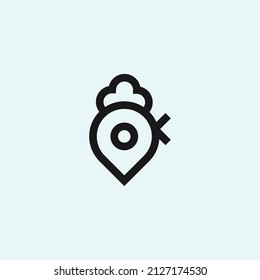 chicken logo combination with local find location icon vector silhouette illustration template