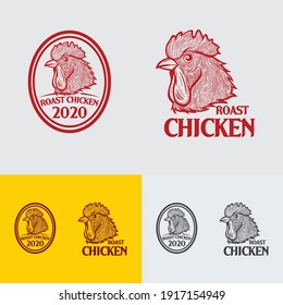 Chicken logo concept with vintage monoline