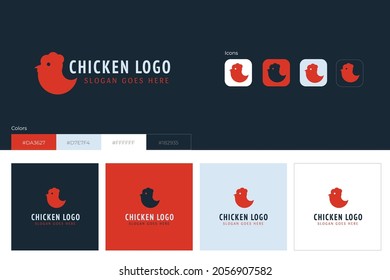 Chicken logo design concept. Logobook or brandbook. Vector illustration