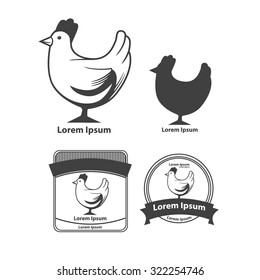 chicken logo, design elements, silhouette, simple illustration
