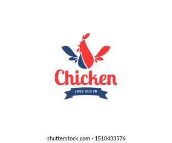 Chicken logo design. Flat style logo vector. Logo for business, food, restaurant.