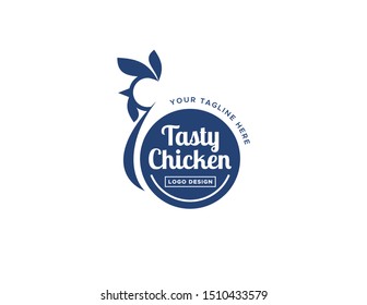 Chicken logo design. Flat style logo vector. Logo for business, food, restaurant.