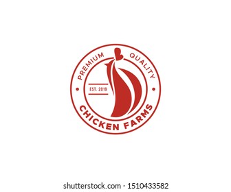 Chicken logo design. Flat style logo vector. Logo for business, food, restaurant.