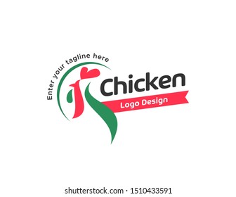 Chicken logo design. Flat style logo vector. Logo for business, food, restaurant.