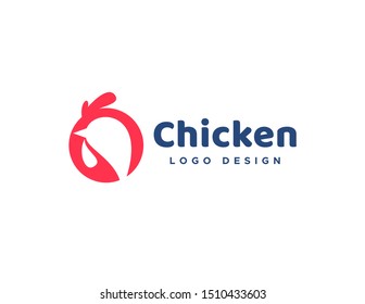Chicken logo design. Flat style logo vector. Logo for business, food, restaurant.