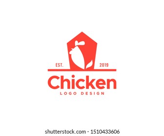 Chicken logo design. Flat style logo vector. Logo for business, food, restaurant.