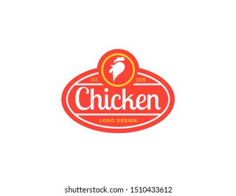 Chicken logo design. Flat style logo vector. Logo for business, food, restaurant.