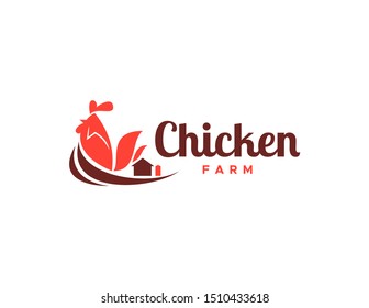 Chicken logo design. Flat style logo vector. Logo for business, food, restaurant.