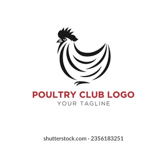 Chicken logo design flat style vector template.
