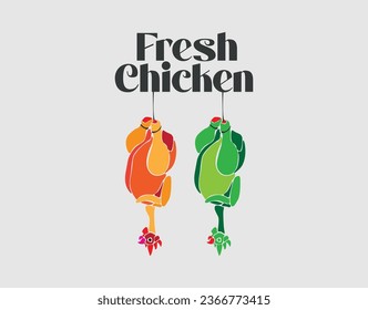Chicken logo design. Flat style logo vector. Logo for business, food, restaurant,nad funn logo