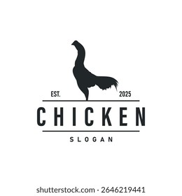 Chicken logo design with a minimalist black silhouette concept as a symbol of the livestock farming concept, a symbol of a product or business brand illustration template