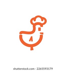 chicken logo design, orange color, vector logo, food logo