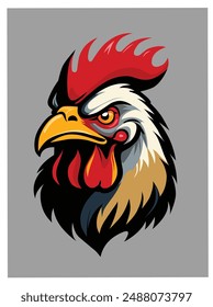 chicken logo design, with solid colors, suitable for t-shirt designs