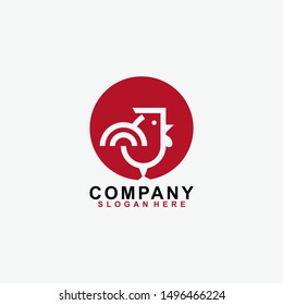 Chicken logo design template isolated in circle shape. Modern. Design. Vector Illustration