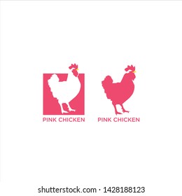 chicken logo design template .pink chicken