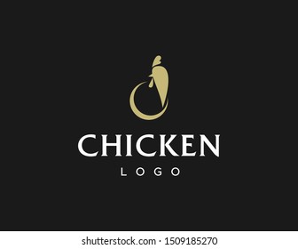 Chicken Logo Design Vector. Simple Modern Restaurant Logo. Flat Style Symbol