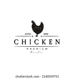 chicken logo design vintage. broiler logo design icon template. with grunge texture 