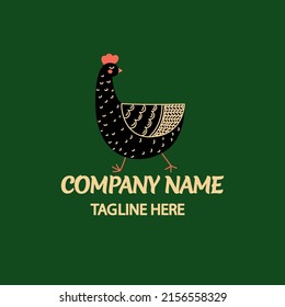 Chicken logo. Farm animal symbol or label. Vector Illustration.Chicken farm premium quality. Fresh eggs logo.Cute element design packaging. Chicken or hen.