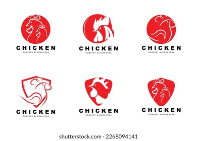 Chicken Logo, Farm Animal Vector, Design For Chicken Farm, Fried Chicken Restaurant, Cafe