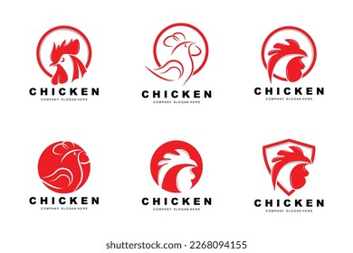 Chicken Logo, Farm Animal Vector, Design For Chicken Farm, Fried Chicken Restaurant, Cafe