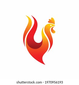 chicken logo with fire concept