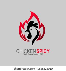 Chicken logo and fire design combination