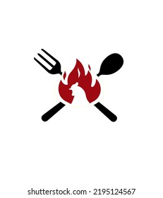 Chicken logo with fire design, Hot chicken
