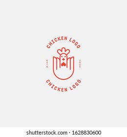 Chicken logo, Fried chicken restaurant, Rooster mascot, chicken farm and egg vector illustration.