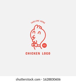 Chicken logo, Fried chicken restaurant, Rooster mascot, chicken farm and egg vector illustration.
